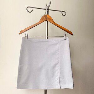 🌿 Y2K Vintage Blue Gray Minimalist Mini Skirt with Front Slit